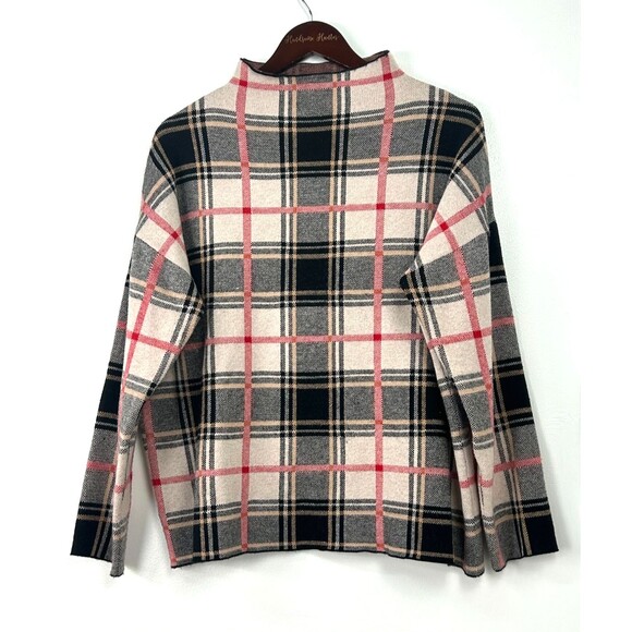 Tahari Mock Neck Plaid Pullover Top Womens Size 1X Long Sleeve Classic Comfort - Picture 3 of 11